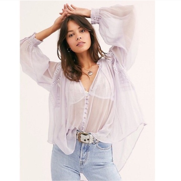 Free People Tops - Free People Long Live Love Button down Lavender L
